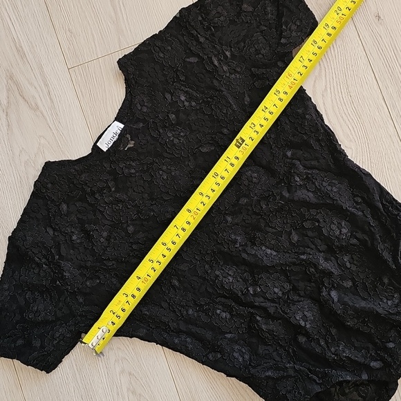 Vintage Jonden Romantic Goth Black Floral Lace Shortsleeve Bodysuit Small - Picture 12 of 16
